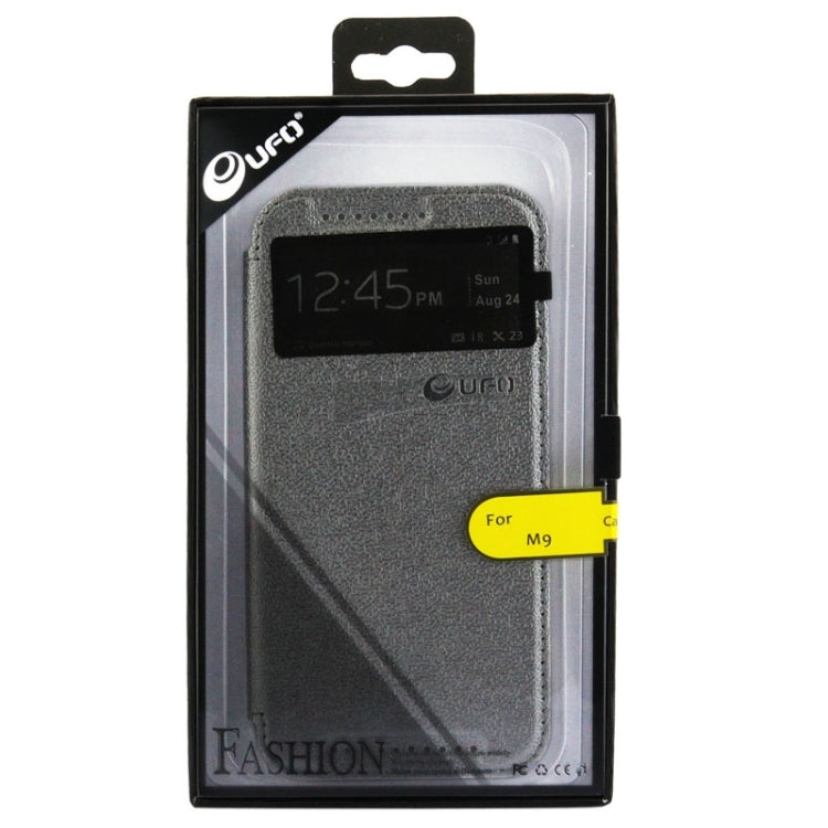 For HTC One M9 UFO Orange Peel Texture Leather Case with Holder & Card Slot & Caller ID Display