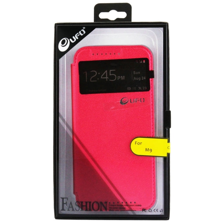 For HTC One M9 UFO Orange Peel Texture Leather Case with Holder & Card Slot & Caller ID Display