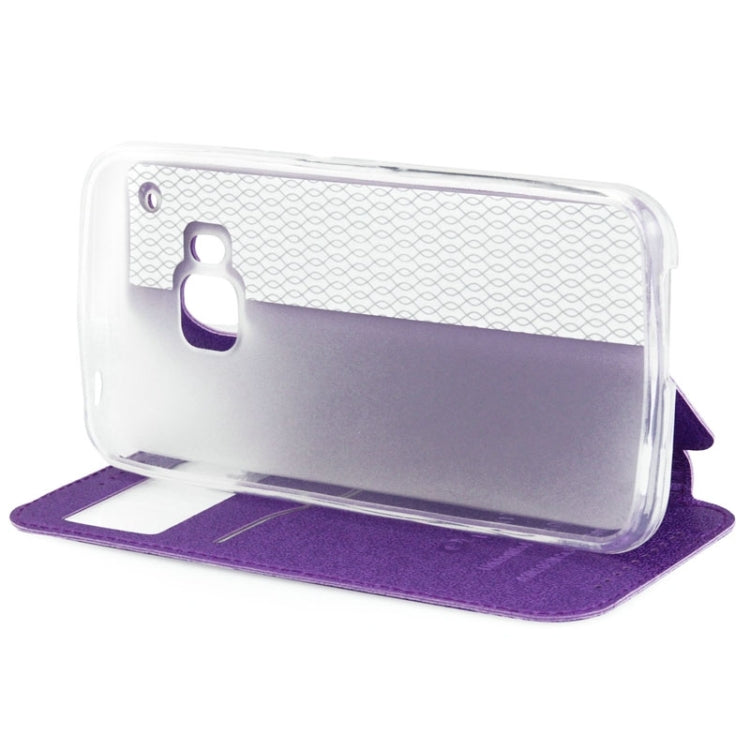 For HTC One M9 UFO Orange Peel Texture Leather Case with Holder & Card Slot & Caller ID Display