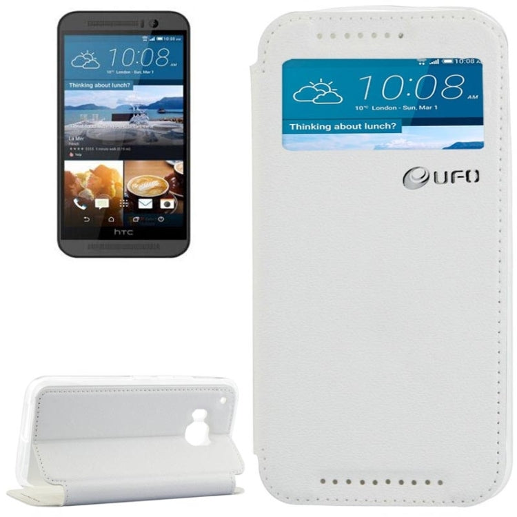 For HTC One M9 UFO Orange Peel Texture Leather Case with Holder & Card Slot & Caller ID Display