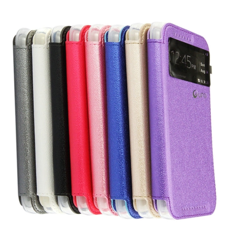 For HTC One M9 UFO Orange Peel Texture Leather Case with Holder & Card Slot & Caller ID Display