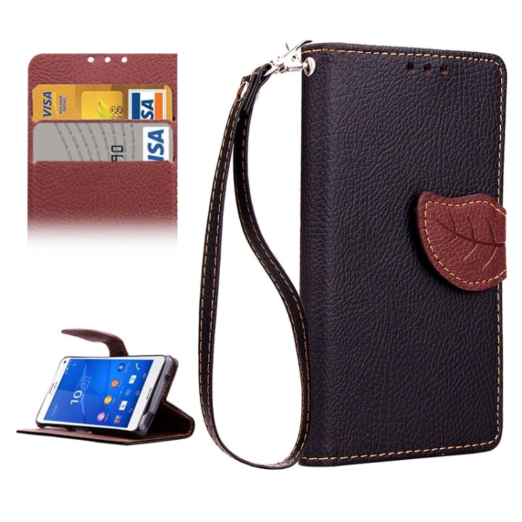 Leaf Magnetic Snap Litchi Texture Horizontal Flip Leather Case with Card Slots & Holder & Lanyard for Sony Xperia Z4 Compact