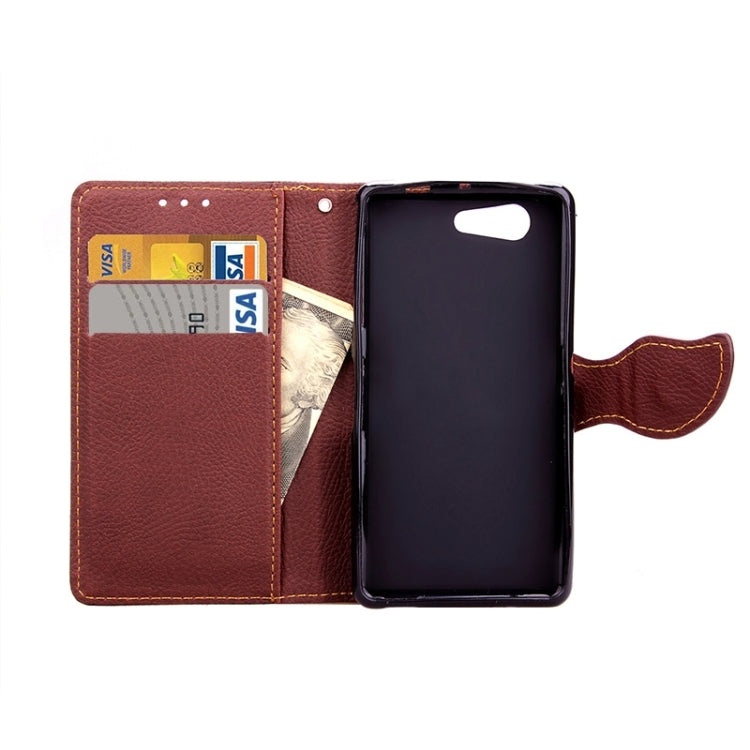 Leaf Magnetic Snap Litchi Texture Horizontal Flip Leather Case with Card Slots & Holder & Lanyard for Sony Xperia Z4 Compact