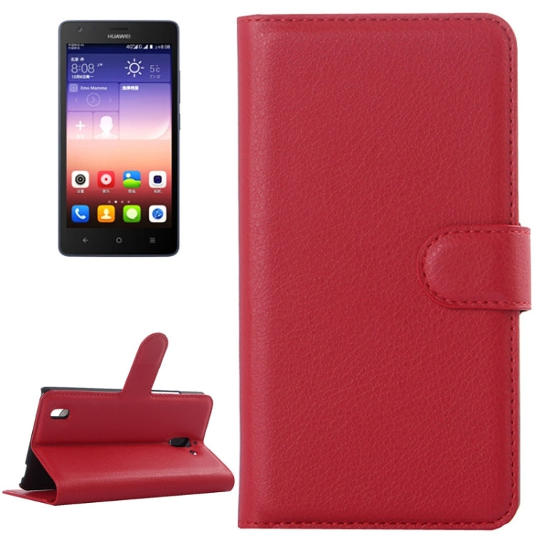 Litchi Texture Horizontal Flip Leather Case with Card Slots & Wallet & Holder for Huawei Ascend G628