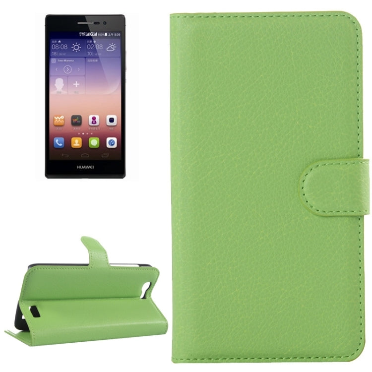 Litchi Texture Horizontal Flip Leather Case with Card Slots & Wallet & Holder for Huawei Ascend G7