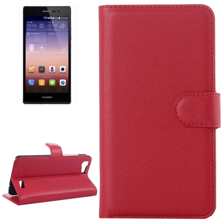 Litchi Texture Horizontal Flip Leather Case with Card Slots & Wallet & Holder for Huawei Ascend G7