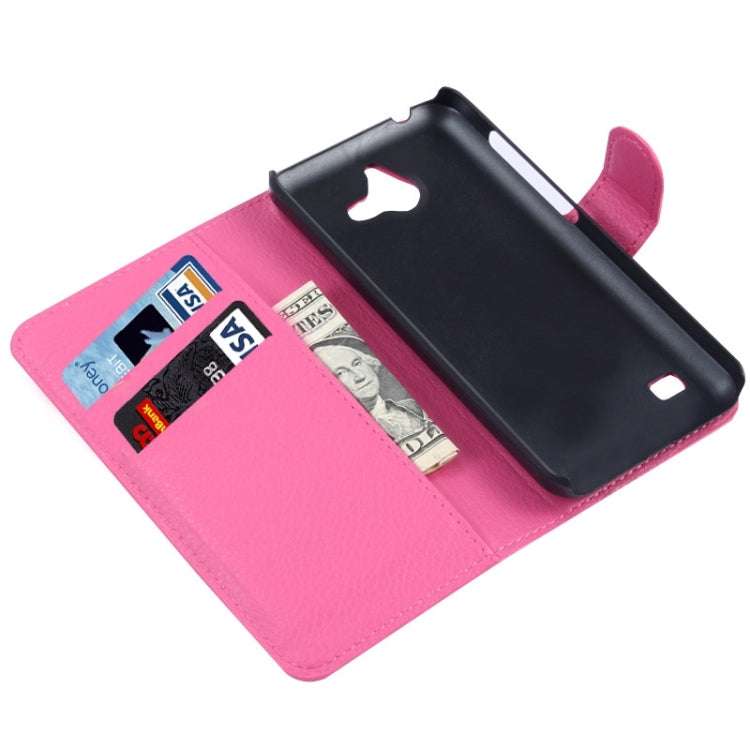 Litchi Texture Horizontal Flip Leather Case with Card Slots & Wallet & Holder for Huawei Ascend Y550