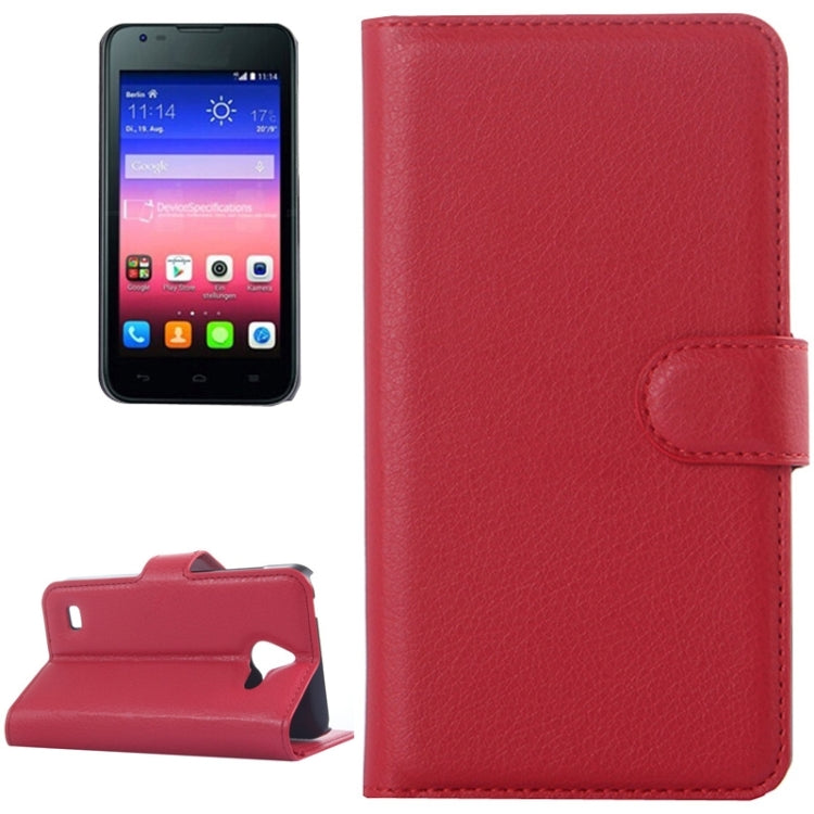Litchi Texture Horizontal Flip Leather Case with Card Slots & Wallet & Holder for Huawei Ascend Y550