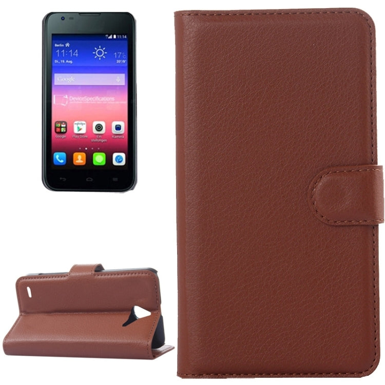 Litchi Texture Horizontal Flip Leather Case with Card Slots & Wallet & Holder for Huawei Ascend Y550