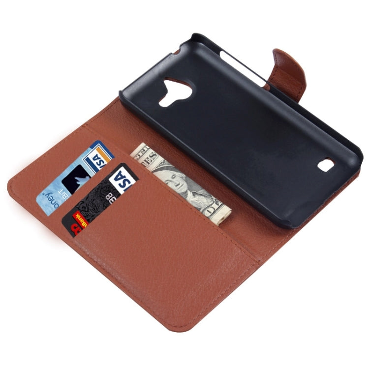 Litchi Texture Horizontal Flip Leather Case with Card Slots & Wallet & Holder for Huawei Ascend Y550