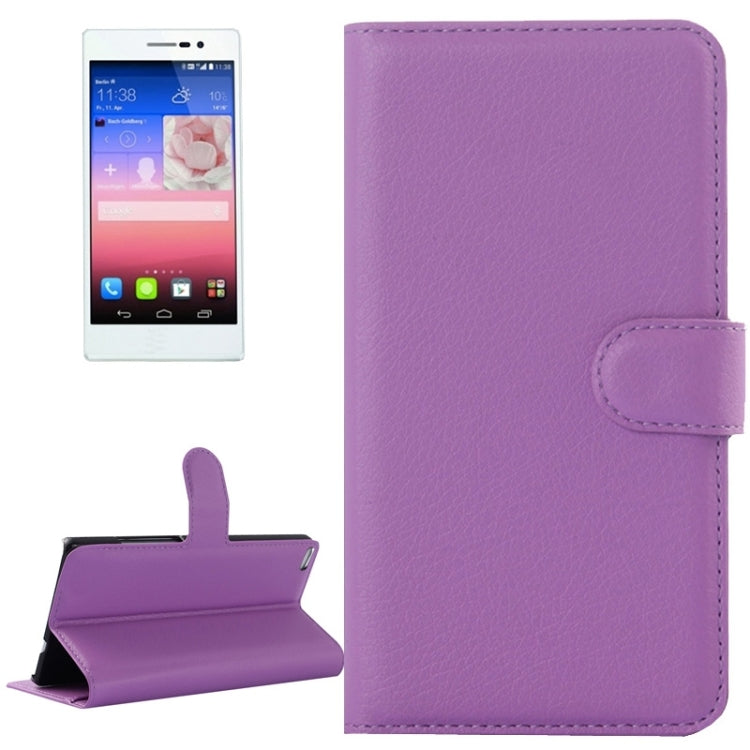 Lichee Texture Leather Case with Holder & Card Slots & Wallet for Huawei P8