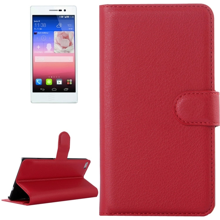 Lichee Texture Leather Case with Holder & Card Slots & Wallet for Huawei P8
