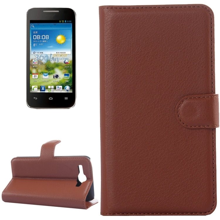 Lichee Texture Leather Case with Holder & Card Slots & Wallet for Huawei Ascend Y520