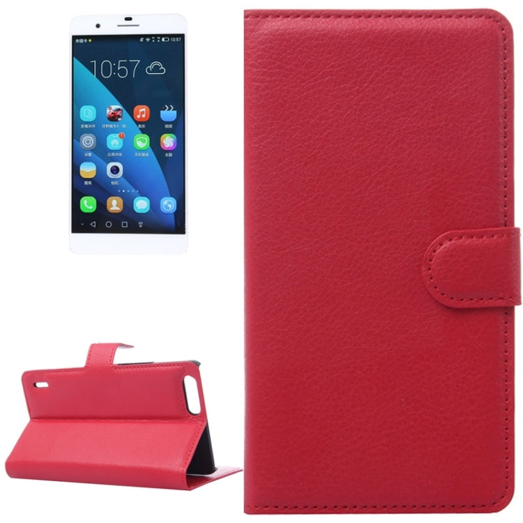 Litchi Texture Leather Case with Holder & Card Slots & Wallet for Huawei Honor 6 Plus