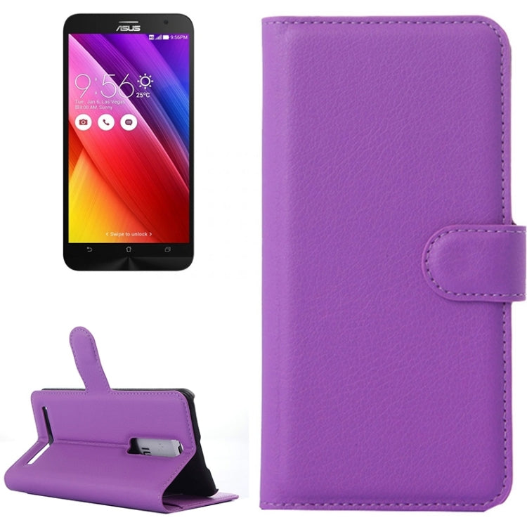 5.5 Inch Litchi Texture Leather Case with Holder & Card Slots & Wallet for Asus ZenFone 2