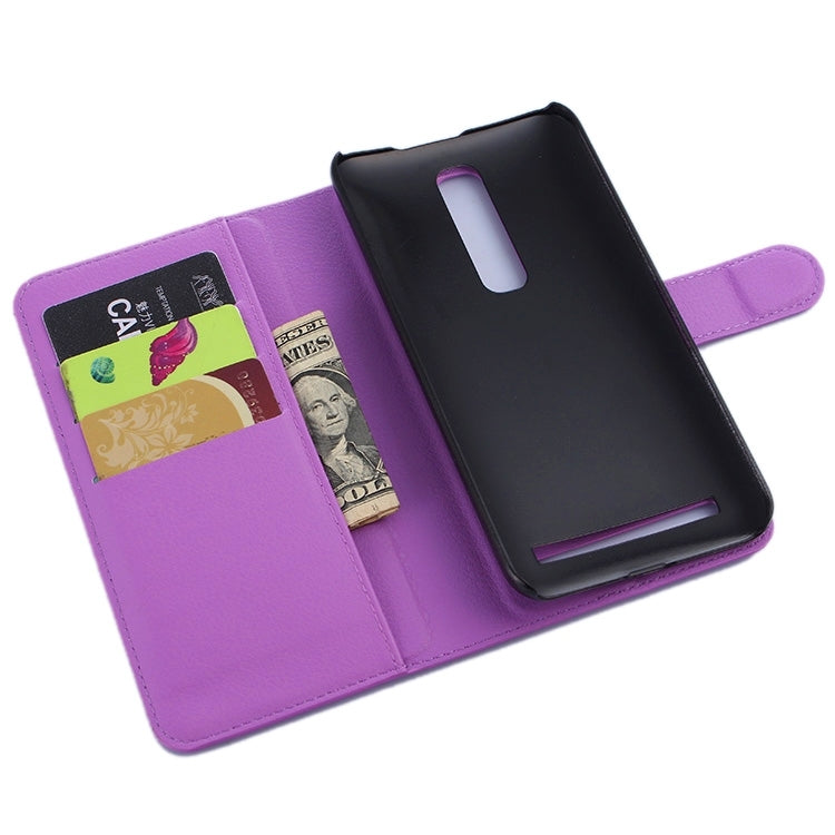 5.5 Inch Litchi Texture Leather Case with Holder & Card Slots & Wallet for Asus ZenFone 2