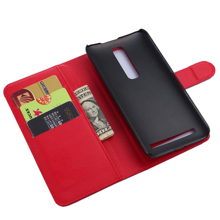 5.5 Inch Litchi Texture Leather Case with Holder & Card Slots & Wallet for Asus ZenFone 2