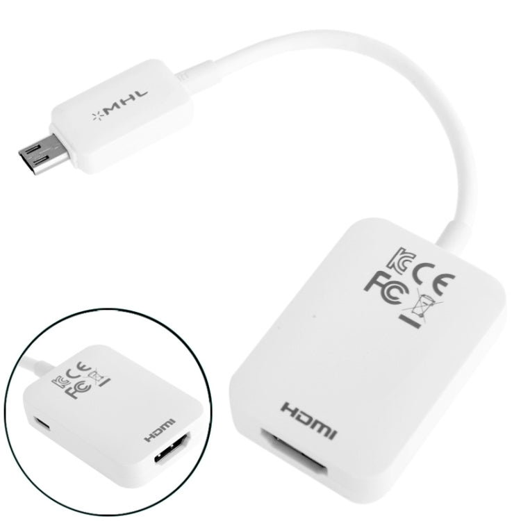 Micro USB MHL to HDMI AF Cable for Galaxy S5 / SIII / i9300 / Galaxy SIV / i9500, Support 1080P Full HD Output (Length: 13cm)(White)
