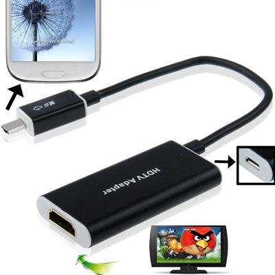 Micro USB MHL to HDMI AF Cable for Galaxy S5 / S IV / i9500 , Galaxy Note 2 / N7100 , Galaxy S III/ i9300 , Support 1080P Full HD Output , Length: 24cm(Black)