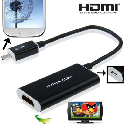 Micro USB MHL to HDMI AF Cable for Galaxy S5 / S IV / i9500 , Galaxy Note 2 / N7100 , Galaxy S III/ i9300 , Support 1080P Full HD Output , Length: 24cm(Black)