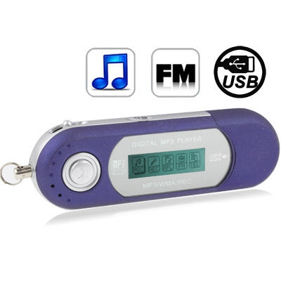 2GB MP3 Player with LCD Screen, Support FM Radio, Work with AAA battery, Use as USB Flash Disk(Blue)