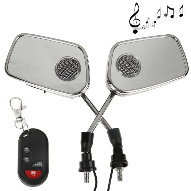 Motorcycle MP3 Player Rearview Mirror Speaker with FM Radio & Remote Control, Support SD / MMC Card(Black)