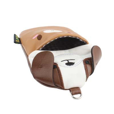 135x65mm Dog Head & Bear Bottom Soft Leather Pouch Bag for Mobile Phone