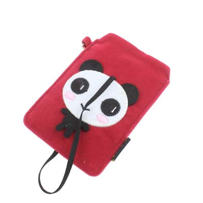 125x75mm Panda Style Soft Fabric Pouch Bag for Mobile Phone (Rosy)