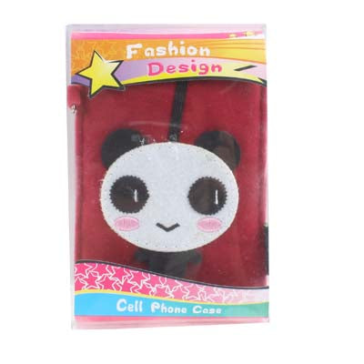 125x75mm Panda Style Soft Fabric Pouch Bag for Mobile Phone (Rosy)