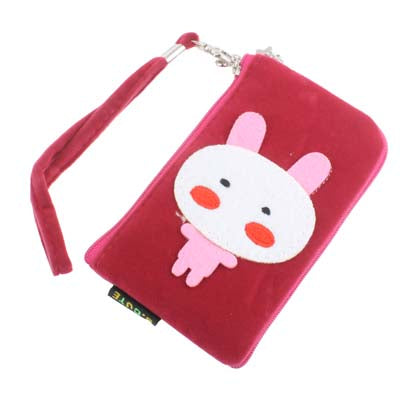 125x70mm Rabbit Style Soft Fabric Pouch Bag for Mobile Phone (Rosy)