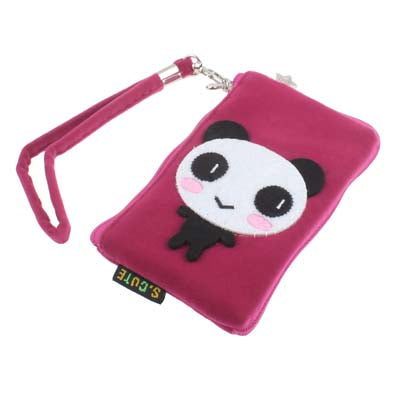 125x70mm Panda Style Soft Fabric Pouch Bag for Mobile Phone (Rosy)
