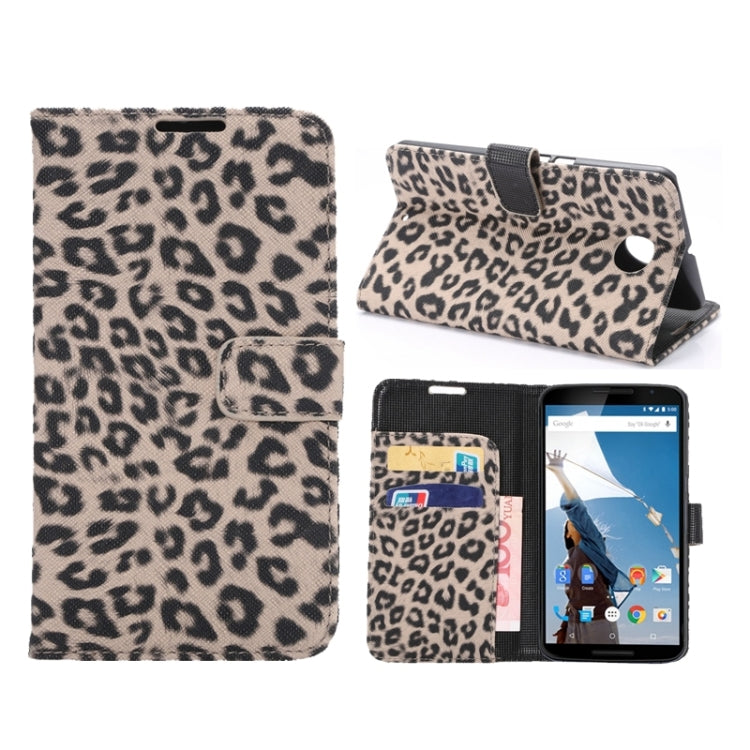Leopard Pattern Leather Case with Holder & Card Slots & Wallet for Google Nexus 6