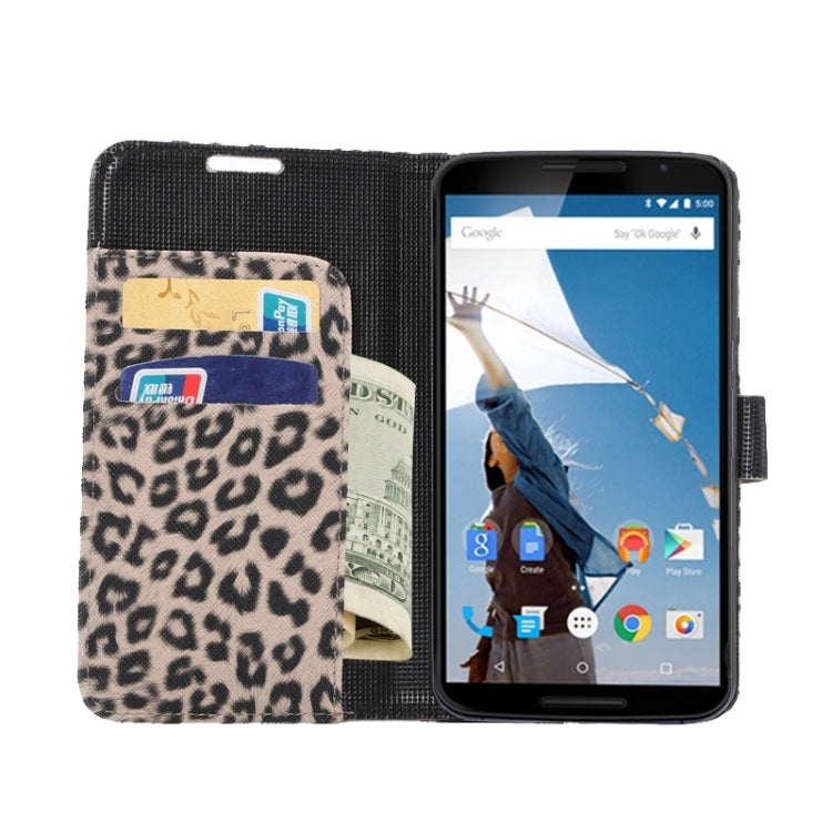 Leopard Pattern Leather Case with Holder & Card Slots & Wallet for Google Nexus 6