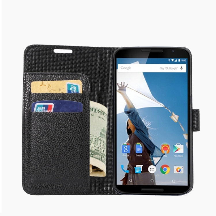 Litchi Texture Leather Case with Holder & Card Slots & Wallet for Google Nexus 6
