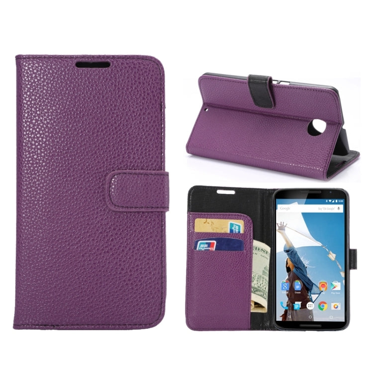 Litchi Texture Leather Case with Holder & Card Slots & Wallet for Google Nexus 6