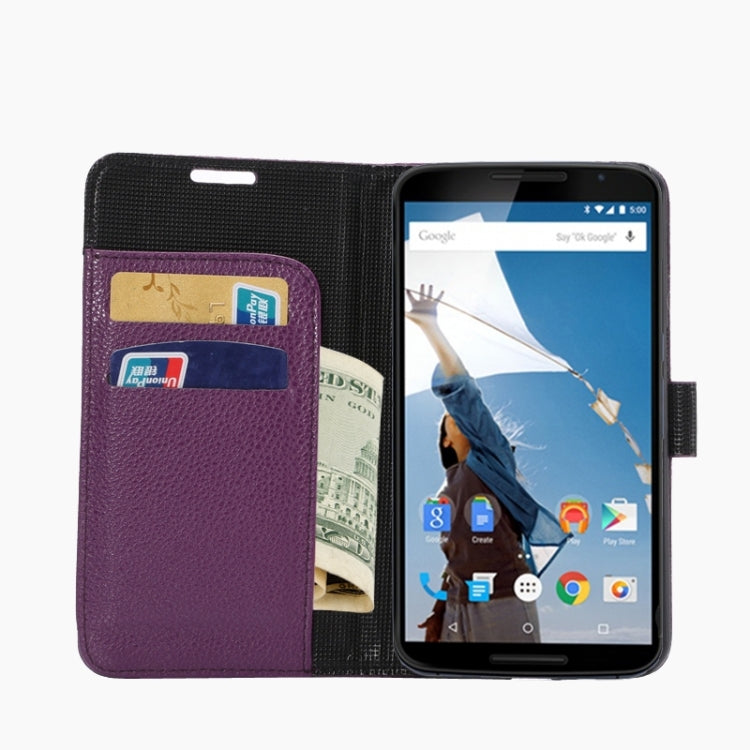 Litchi Texture Leather Case with Holder & Card Slots & Wallet for Google Nexus 6