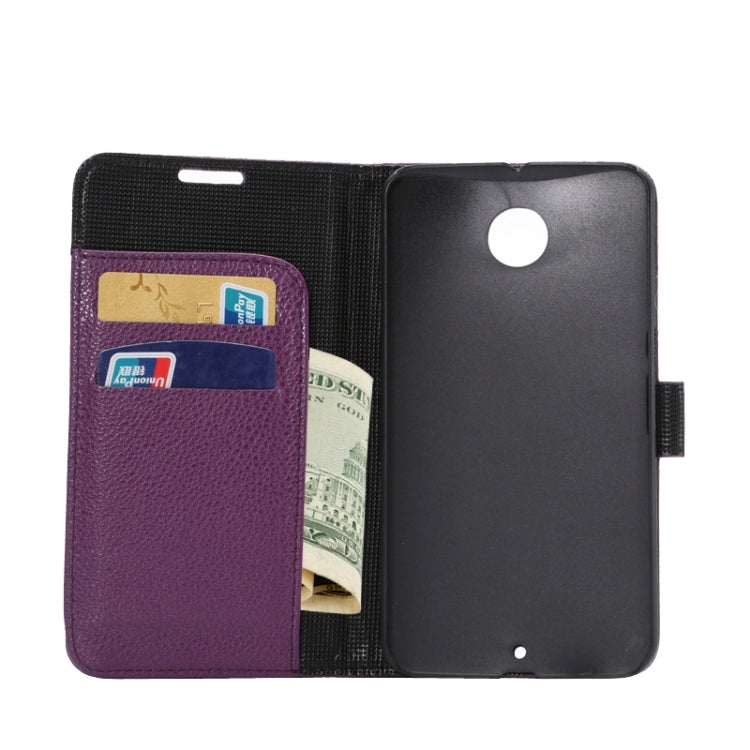 Litchi Texture Leather Case with Holder & Card Slots & Wallet for Google Nexus 6