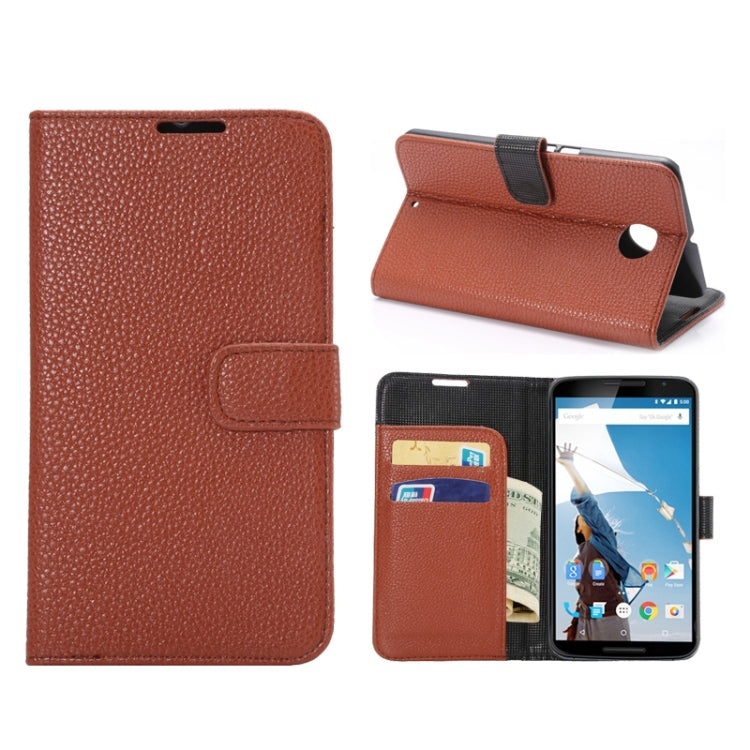 Litchi Texture Leather Case with Holder & Card Slots & Wallet for Google Nexus 6