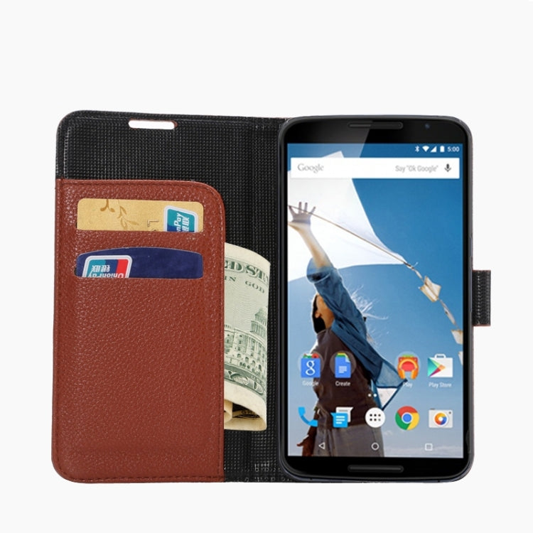 Litchi Texture Leather Case with Holder & Card Slots & Wallet for Google Nexus 6