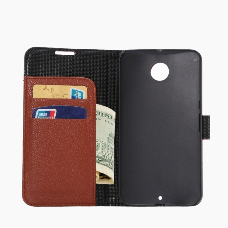 Litchi Texture Leather Case with Holder & Card Slots & Wallet for Google Nexus 6