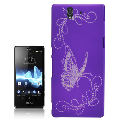 Pure Color Butterful Pattern Plastic Case for Sony Yuga C6603