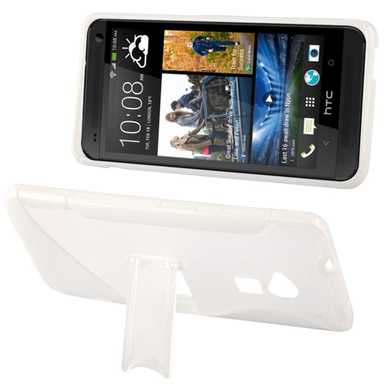 S Line Translucent Frosted Plastic + Anti-skid TPU Case with Holder for HTC One Max / T6 / 809d
