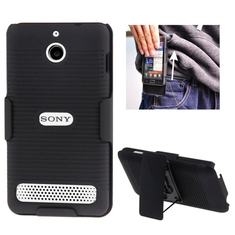 Plastic Case with 360 Degree Rotating Clip and Holder for Sony Xperia E1(Black)