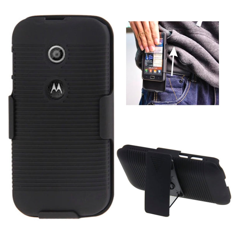 Plastic Case with 360 Degree Rotating Clip and Holder for Motorola Moto E / XT1021(Black)