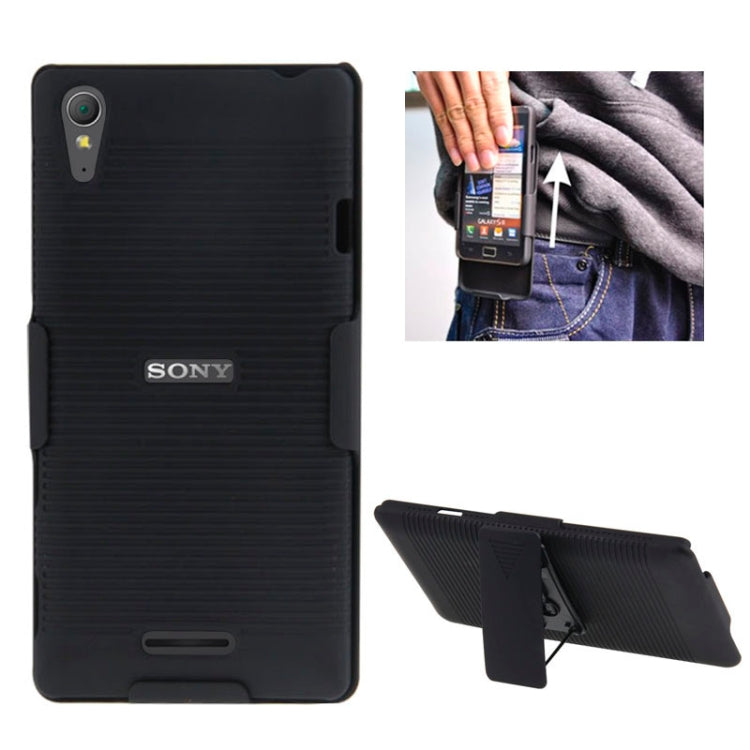 Plastic Case with 360 Degree Rotating Clip and Holder for Sony Xperia T3 / M50W(Black)