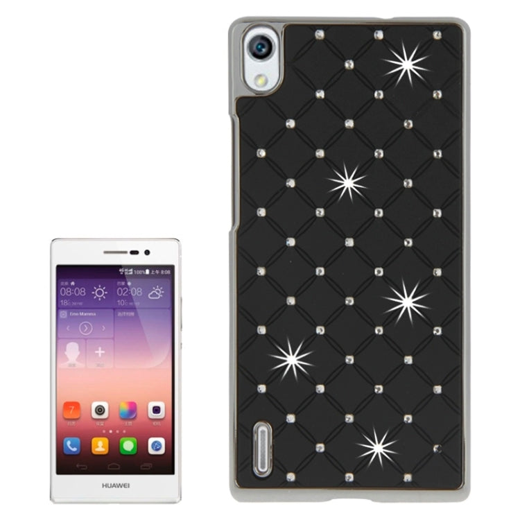 Bling Diamond Stars Encrusted Plating Skinning Plastic Case for Huawei Ascend P7