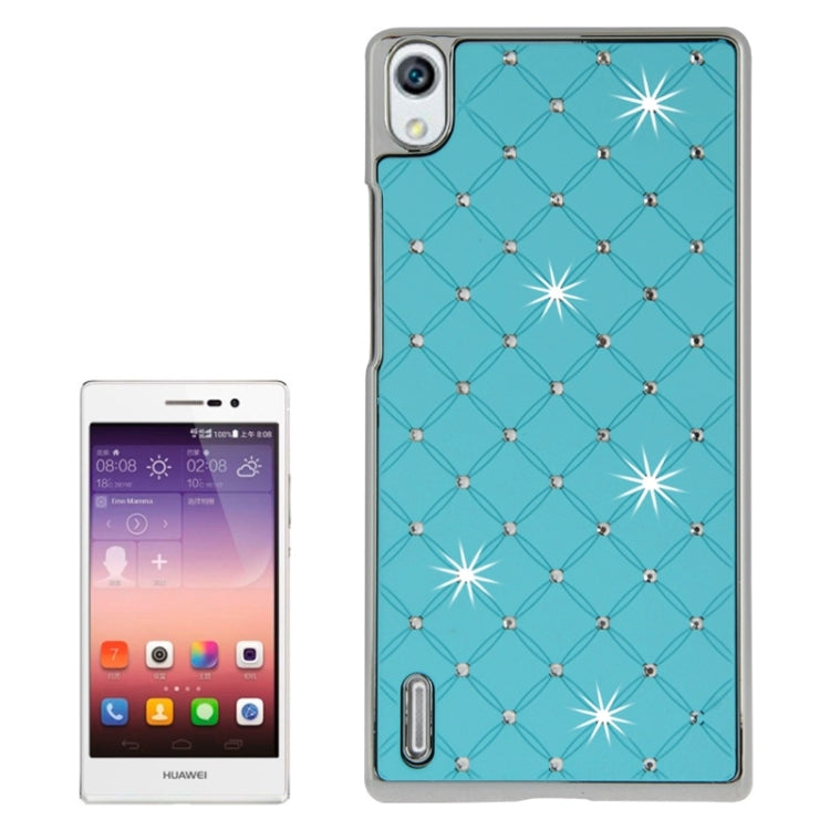 Bling Diamond Stars Encrusted Plating Skinning Plastic Case for Huawei Ascend P7