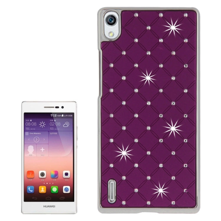 Bling Diamond Stars Encrusted Plating Skinning Plastic Case for Huawei Ascend P7