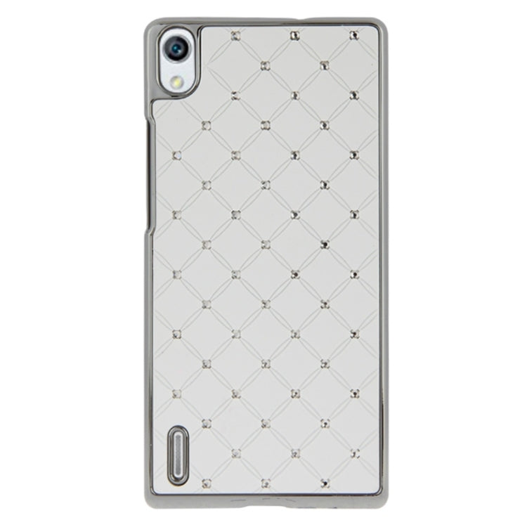Bling Diamond Stars Encrusted Plating Skinning Plastic Case for Huawei Ascend P7