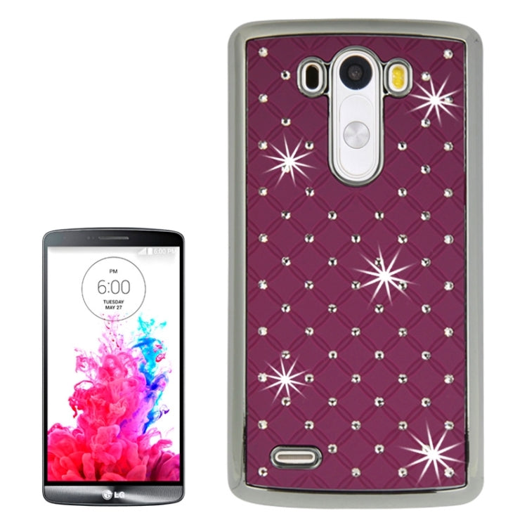 Bling Diamond Stars Encrusted Plating Skinning Plastic Case for LG G3 / D855